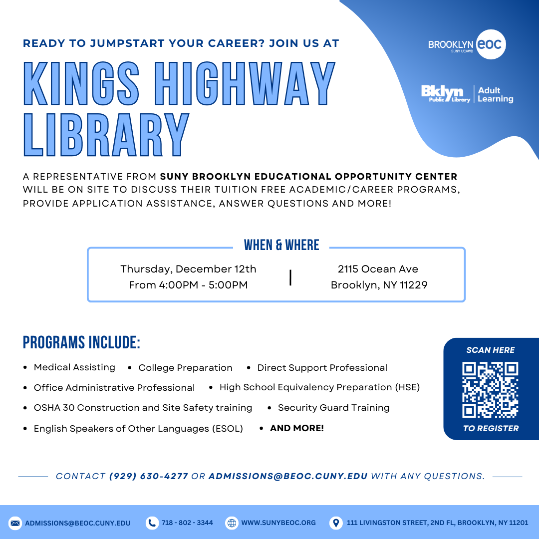 Education and Job Training Information Session with BEOC | Brooklyn ...