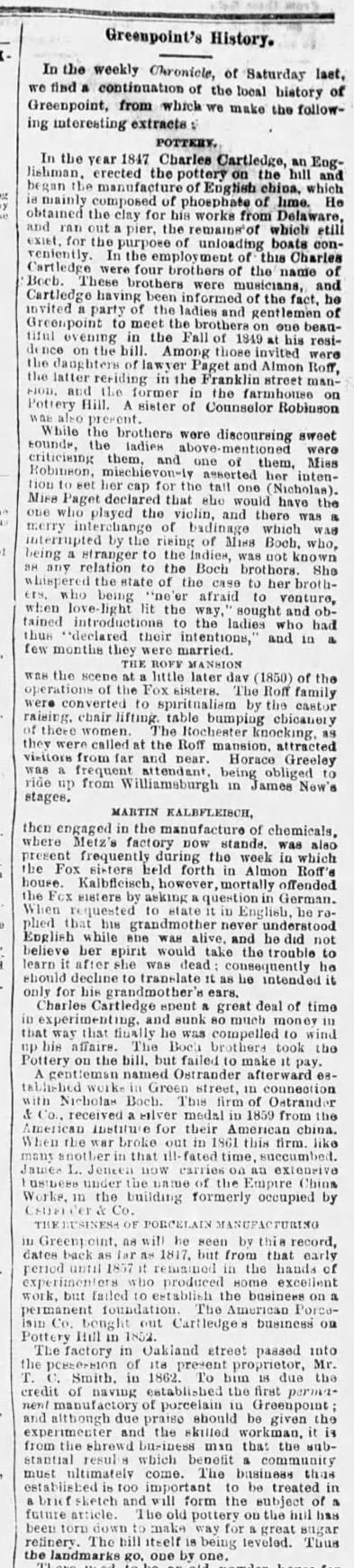 Article on history of Greenpoint