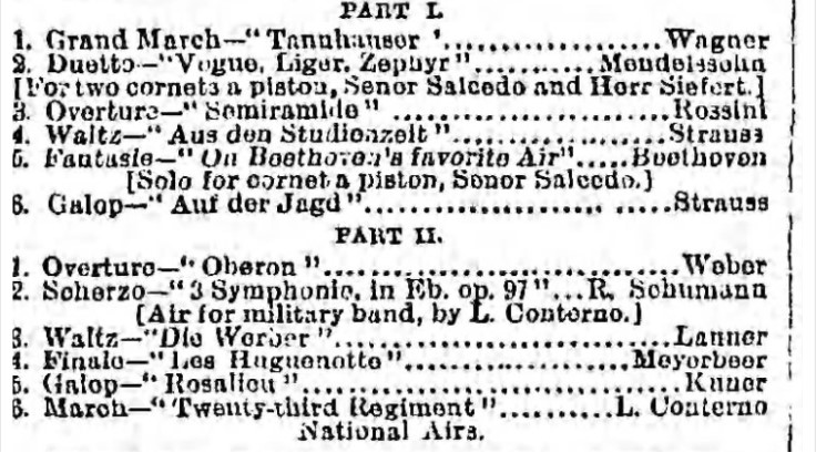 Musical line up from June 2, 1877.