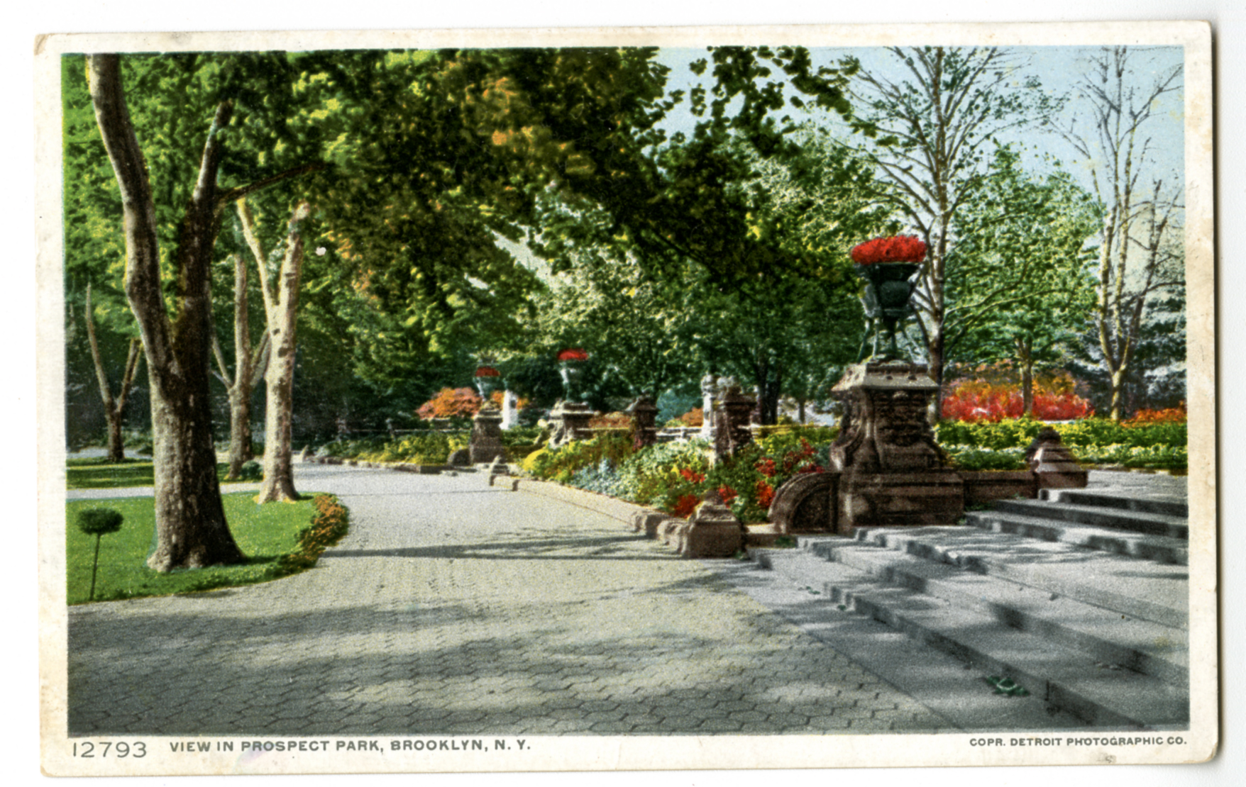 Colorized photograph of Concert Grove transformed into the Flower Garden.