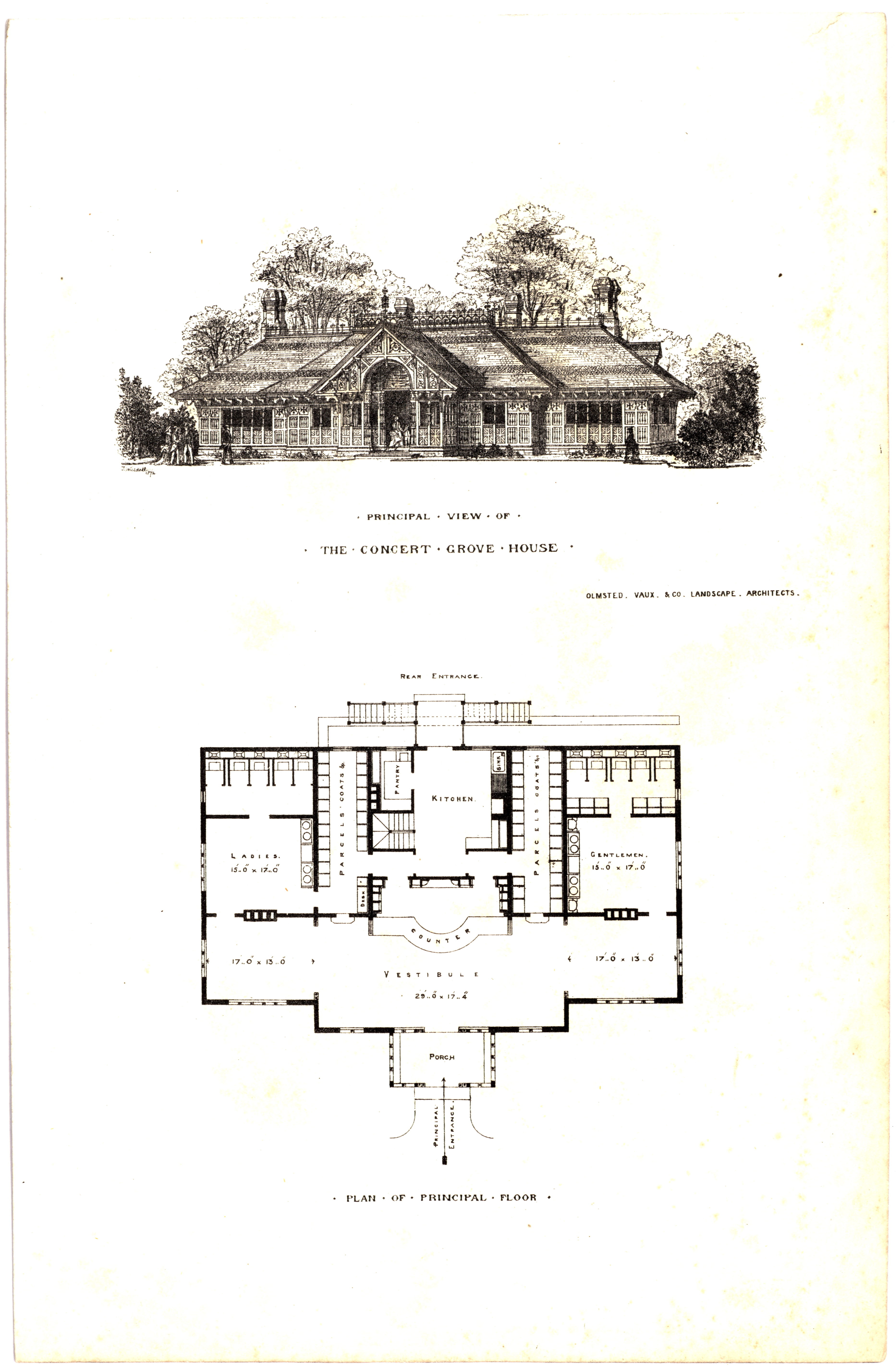 Rendering and floor plan of Concert Grove House.