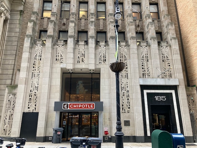 Detail of Art Deco skyscraper on Montague street