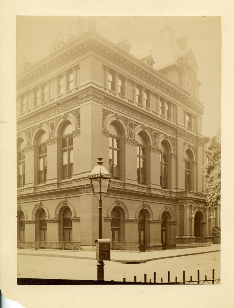 Sepia photograph of the exterior of the Center for Brooklyn History building.