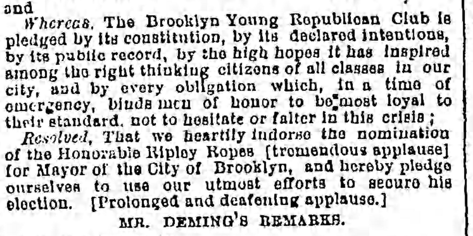 Excerpt from brooklyn daily eagle in 1880