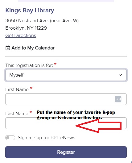 Picture indicating the instructions of how to fill out a registration form