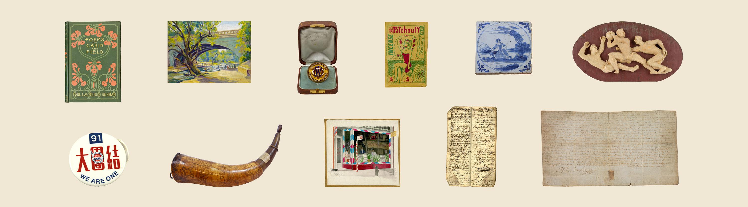 12 visual representations of items from CBH's collection