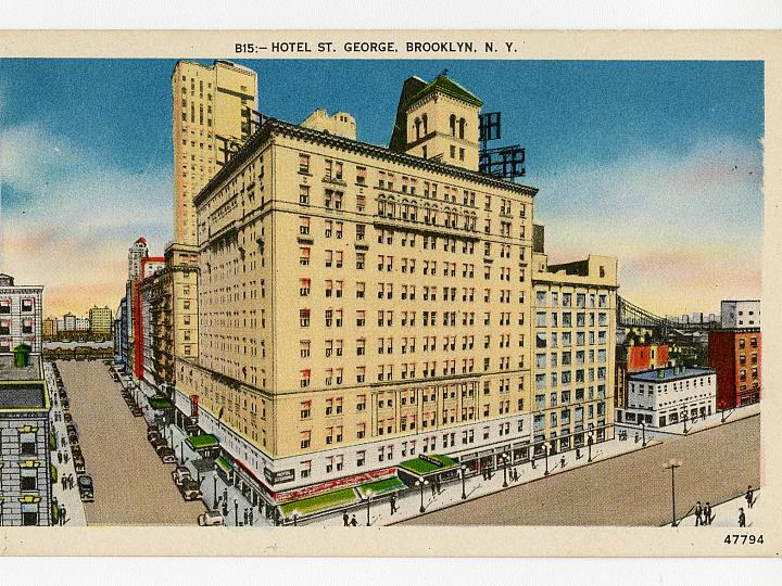 A postcard showing the exterior of Hotel St. George