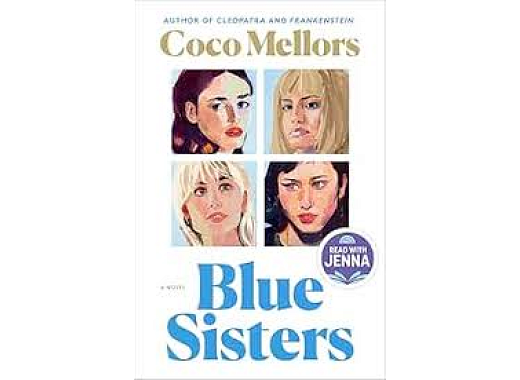 white book cover with blue and gold text - painted illustration of four white women
