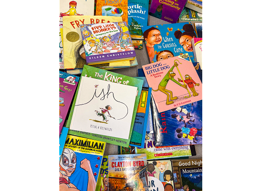 Books on a table