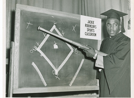 Jackie Robinson Teaching in Cap and Gown