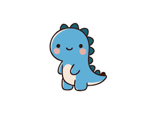 blue dinosaur that's smiling and blushing