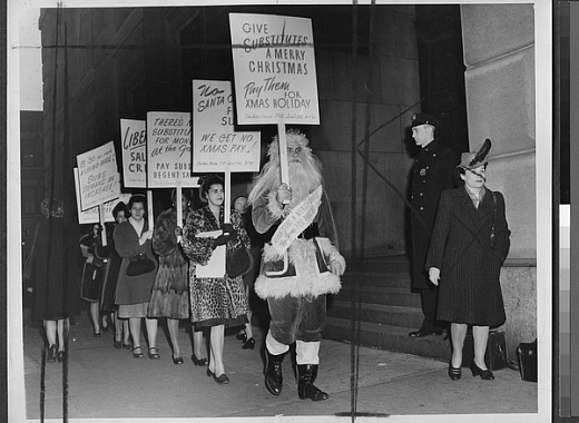 Teachers protesting for higher wages at Christmas time.
