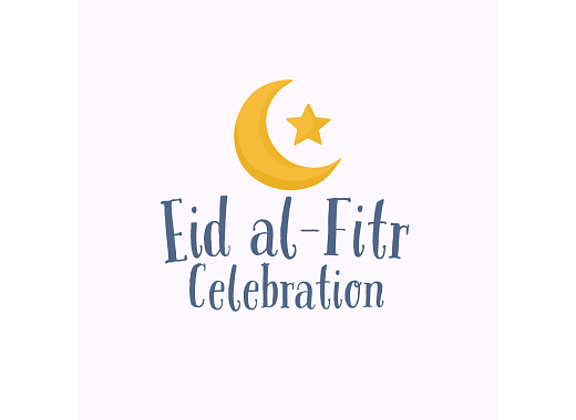 Eid al-Fitr Celebration and crescent moon with star on light purple background