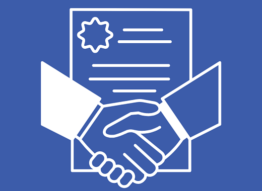 Graphic of a handshake in front of a government contract