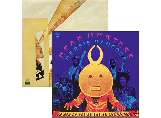 The covers of Stevie Wonder's Innervisions and Herbie Hancock's Head Hunters.